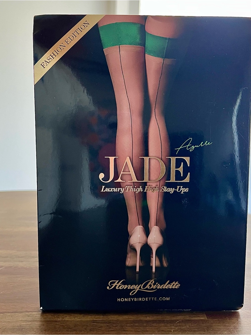 Honey Birdette Jade Green Azure Luxury Thigh Highs size Large